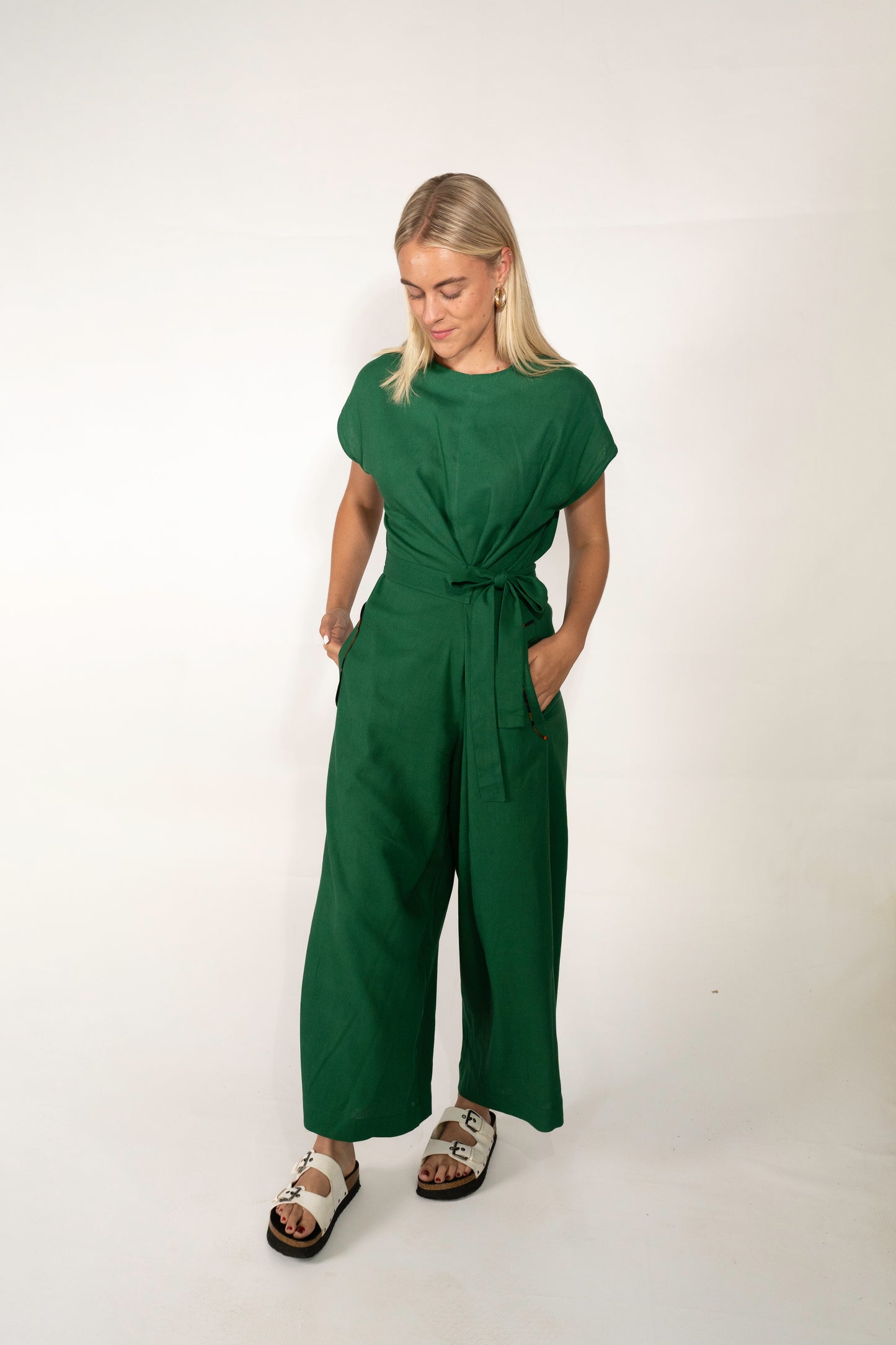 Green Linen Jumpsuit