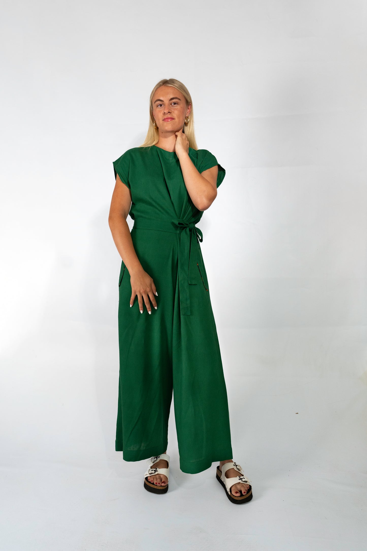 Green Linen Jumpsuit