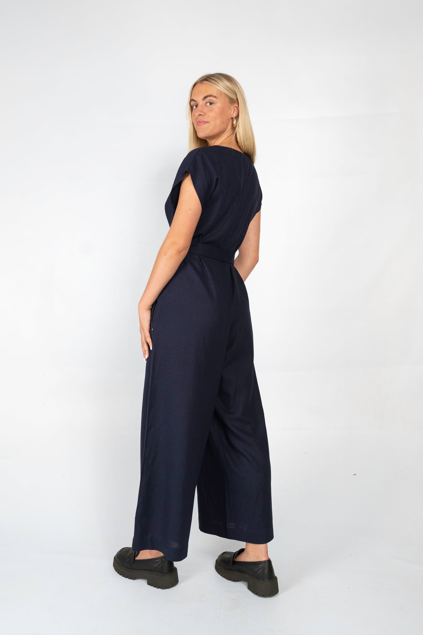 Navy Linen Jumpsuit